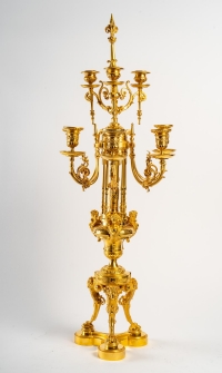 Paire de candélabres style Louis XVI, bronze doré.