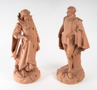 Paire de statuettes en terre cuite, XIXème siècle