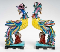 2 oiseaux en porcelaine, France début XXème siècle