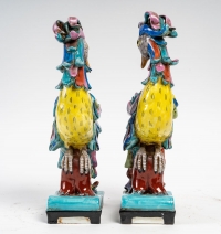 2 oiseaux en porcelaine, France début XXème siècle