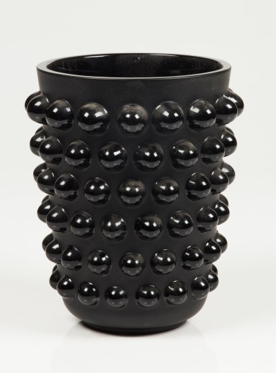 Cristal Lalique Vase &quot;Mossi&quot; Noir