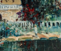 Mério Ameglio (1897-1970) Les Bords de Marne huile sur toile vers 1963