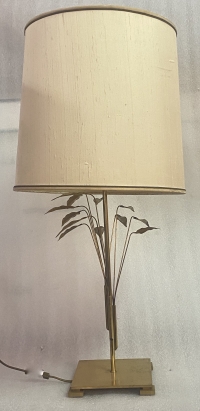 1970 Lampe DLG Maison Charles A Decor De Lauriers En Laiton H 78 CM
