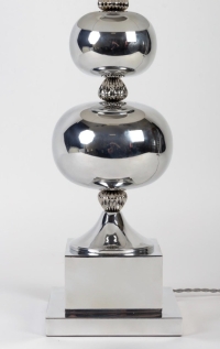 1970 Lampe boule en métal argenté  Philippe Barbier