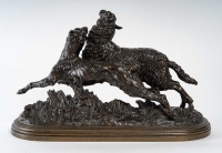 &quot;Chien attaquant un mouton&quot;, bronze signée Isidore Bonheur, XIXème siècle