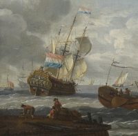 Estuaire hollandais – Attribué à Abraham Storck (1644 – 1708)