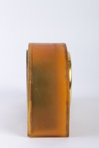 Pendule « Moineaux » verre butterscotch de René LALIQUE - mouvement électrique ATO d&#039;origine
