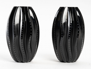 .Lalique, Paire De vases  &quot;Black Medusa&quot;||||||