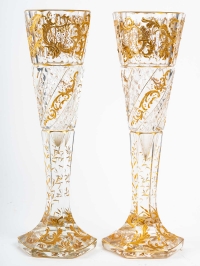 Paire de vases en cristal émaillés, XIXème siècle