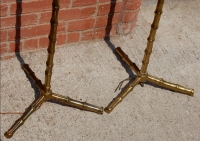 1950/70 Deux Lampadaires Similaires En Bronze Doré Maison Baguès Modèle Bambou