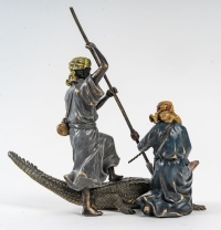 Sculpture Bronze de Vienne, Les chasseurs et le crocodile