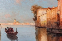 Alphonse Lecoz Gondoles sur un Canal de Venise huile sur toile vers 1890-1900