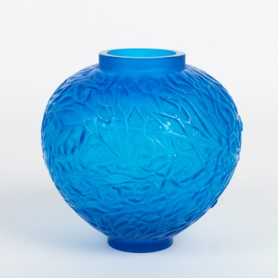 Vase « Gui » verre bleu électrique de René LALIQUE|||||