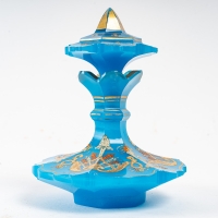 Flacon à Parfum en Opaline Bleu, XIXème siècle