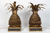 Importantes Paire de Lampes Ananas, circa 1970, Attribuées à Maison Jansen