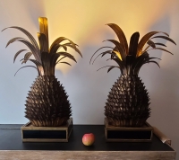 Importantes Paire de Lampes Ananas, circa 1970, Attribuées à Maison Jansen