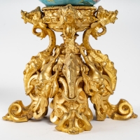 Coupe en émail de canton et bronze à patine dorée, XIXe siècle