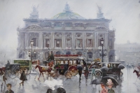 Alfredo PALMERO DE GREGORIO Tableau 20è siècle Paris Place de l&#039;Opéra animée Huile sur toile signée