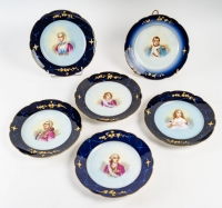 serie de six assiettes en porcelaine fin XIXème siècle