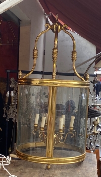 1950’Lanterne En Bronze Doré Style Directoire H 120 cm Diamètre 57 cm