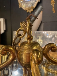 1950’Lanterne En Bronze Doré Style Directoire H 120 cm Diamètre 57 cm
