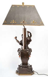 Lampe en régule, sujet orientaliste, XIXème siècle