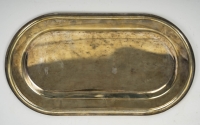 Plateau à foie gras en métal argenté et marbre, XXème siècle