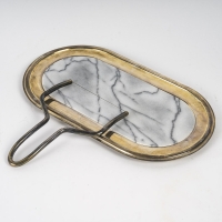 Plateau à foie gras en métal argenté et marbre, XXème siècle