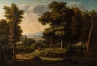 Paysage à l&#039;antique. Attribué à Jean-Victor Bertin 1767-1842