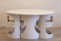 Arne Jacobsen White Lacquered Pre Pop Dining Room Set for Asko, 1969