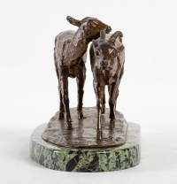 Sculpture en bronze, couple d&#039;antilopes, Signé Irenée Rochard