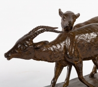 Sculpture en bronze, couple d&#039;antilopes, Signé Irenée Rochard