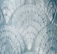 Vase &quot;Coquilles&quot; verre blanc patiné bleu de René LALIQUE