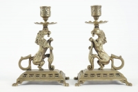 Pair of candlesticks from the 19th Century in bronze