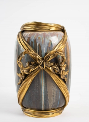 Vase de Sèvres en grès émaillé à monture en bronze doré signé KELLER|||||||