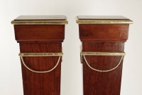 Pair Of Sheaths, Consols, Mahogany, Golden At The Gold Leaf, 19th Century, Napoleon III