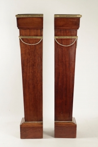Pair Of Sheaths, Consols, Mahogany, Golden At The Gold Leaf, 19th Century, Napoleon III