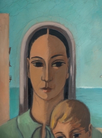 Huile sur toile, Une femme et son enfant, XXème