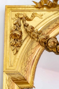 Grand miroir du XIXème siècle en bois doré, Napoléon III
