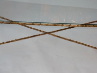1950/70&#039; Table Basse en Bronze Doré Décor Palmier Maison Charles 116 X 62 cm