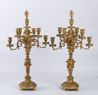 Paire de Candélabres en bronze doré 19e siècle Napoléon III|||||||||||