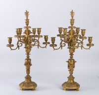 Paire de Candélabres en bronze doré 19e siècle Napoléon III