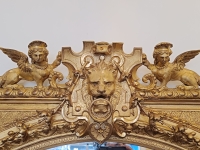 Miroir Doré à Décor De Lions d&#039;époque 19ème