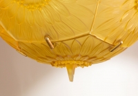 Lustre Suspension « Passiflore » verre jaune-ambré de René LALIQUE