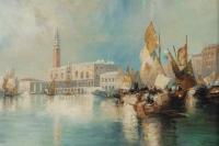 Roberto Cesari Paire de Vues de Venise Huiles sur toiles vers 1980
