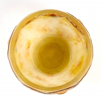 Coupe &quot;Chardons des Alpes&quot; pâte de verre jaune, orange et noir créée par Gabriel ARGY-ROUSSEAU