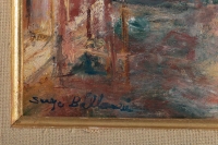 Serge Belloni « Le peintre de Paris » - L’Aube sur Venise huile sur panneau vers 1970