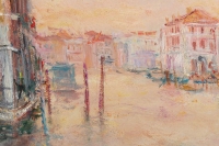 Serge Belloni « Le peintre de Paris » - L’Aube sur Venise huile sur panneau vers 1970