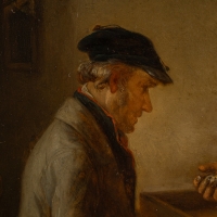 Zacharie Noterman (1820-1890) Les Joueurs de Dés et le Chien huile sur panneau vers 1842