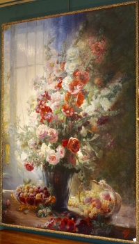 Nature morte aux fleurs et aux fruits signée Vincent.XIXème siècle.